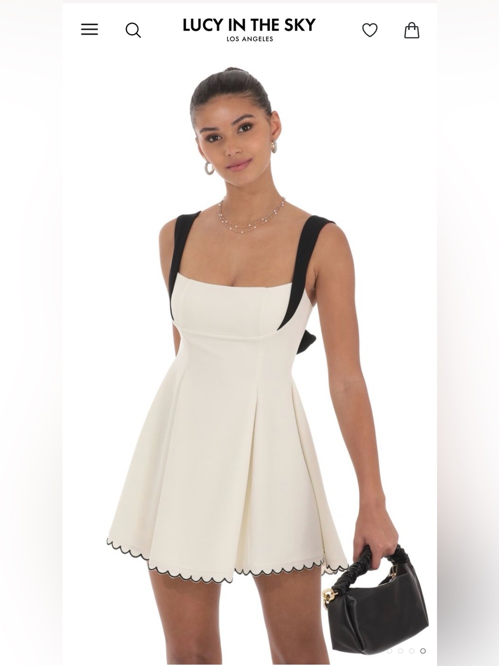 Lucy in the Sky Black/Off WhiteTie-Back Mini Dress (NWOT)